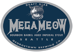 Bourbon Barrel Aged Mega Meow Imperial Stout tap label