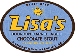 Bourbon Barrel Aged Lisa's Chocolate Stout tap label