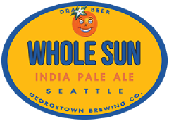 Whole Sun IPA tap label featuring a smiling orange